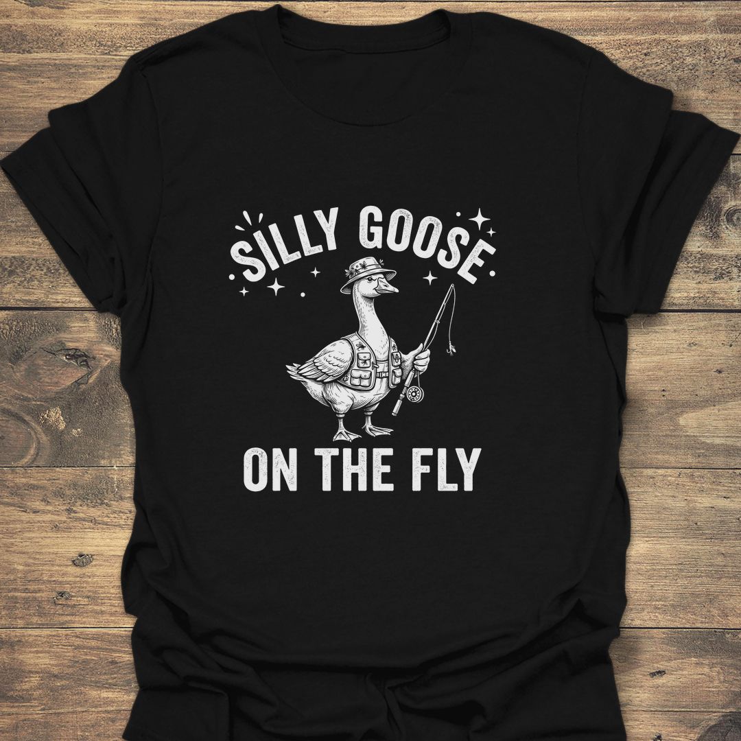 Silly Goose On The Fly - Black t-shirt