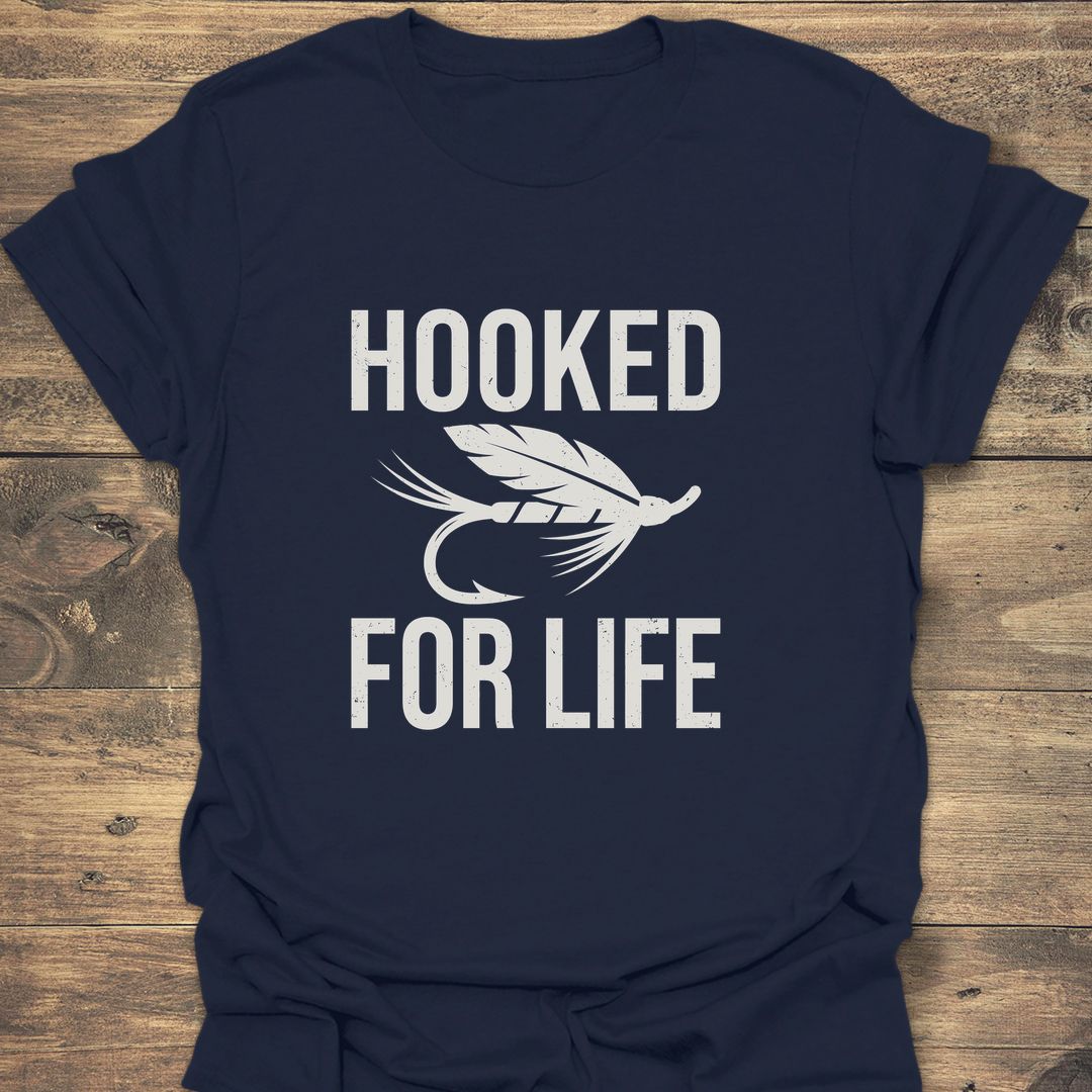 Hooked For Life - Navy t-shirt