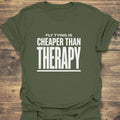 Fly Tying Is Cheaper Than - Military Green t-shirt