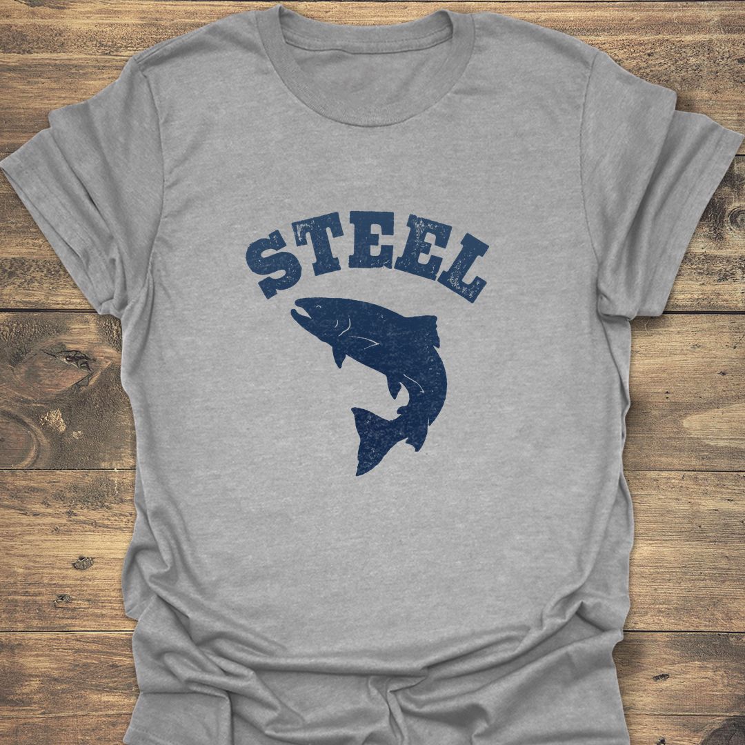 Steel Leaping Steelhead - Sport Grey t-shirt