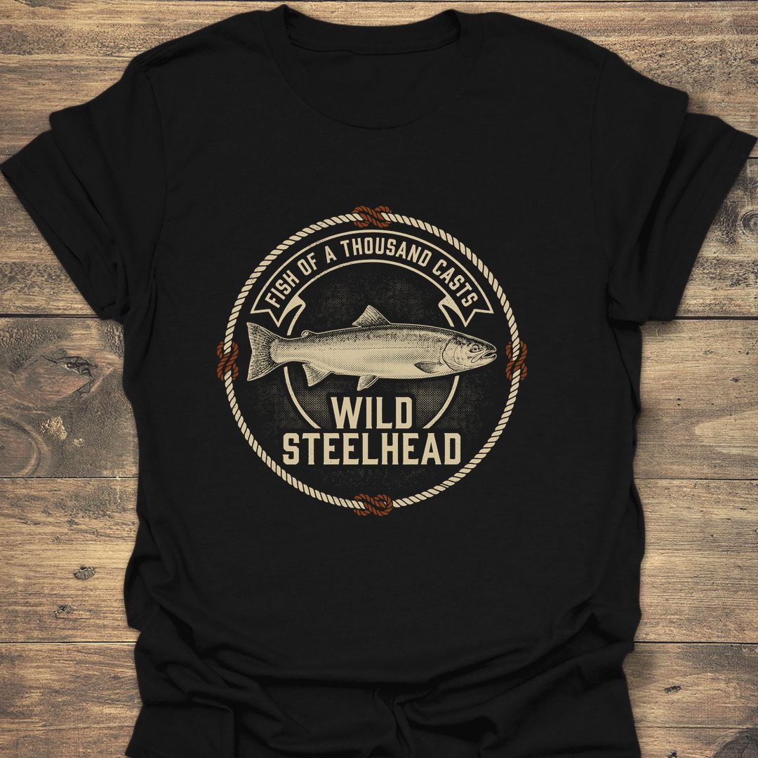 Wild Steelhead Thousand Casts - Black t-shirt