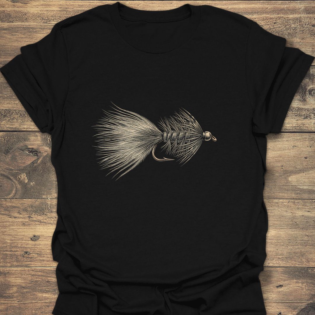 Woolly Bugger Streamer Fly Art - Black t-shirt