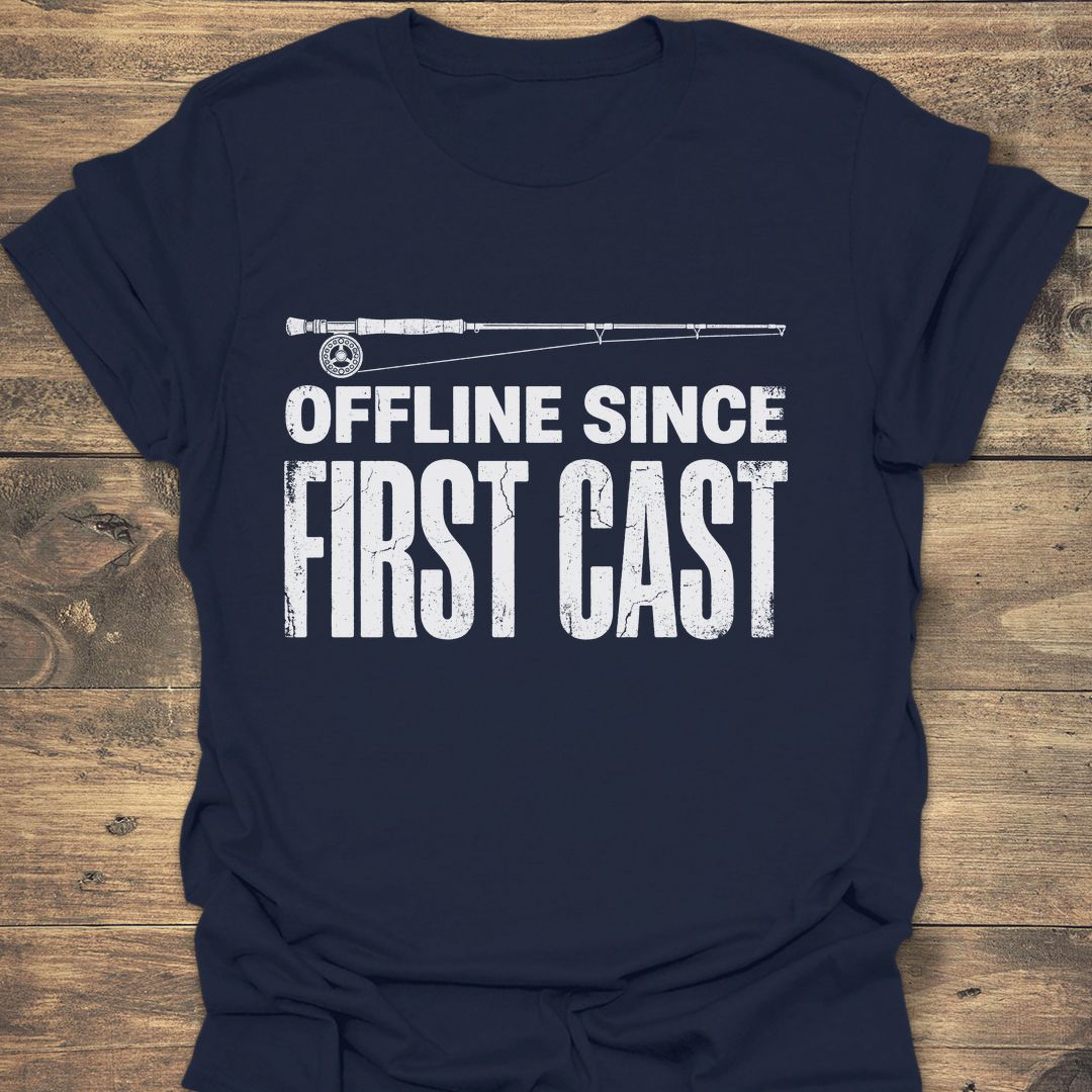 Offline Since First Cast - Navy t-shirt