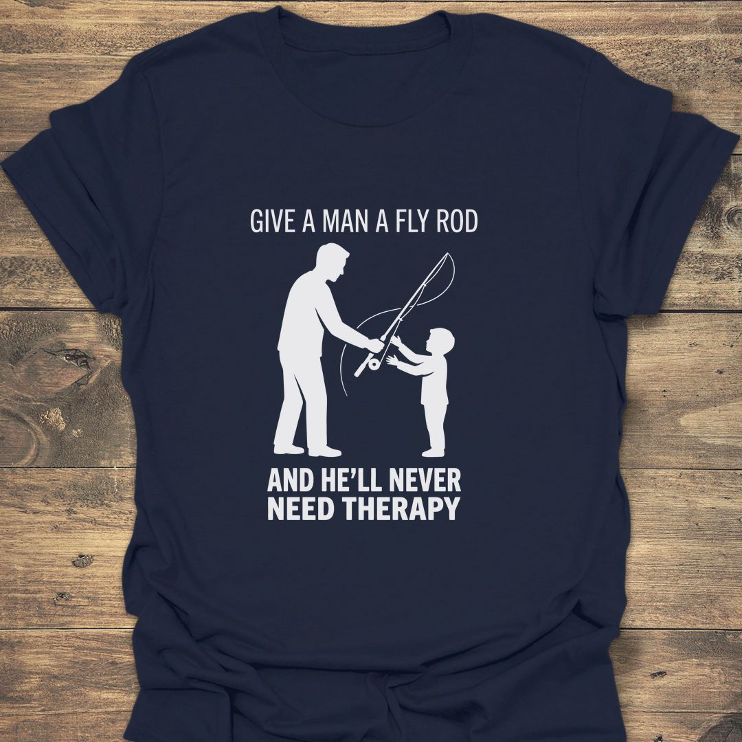 Fly Rod Beats Therapy - Navy t-shirt